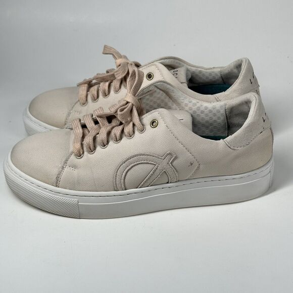 Loci x Nikki Reed Women's Beige Nine Low-Top Logo Canvas Sneakers Shoes Size 38 - Picture 6 of 16